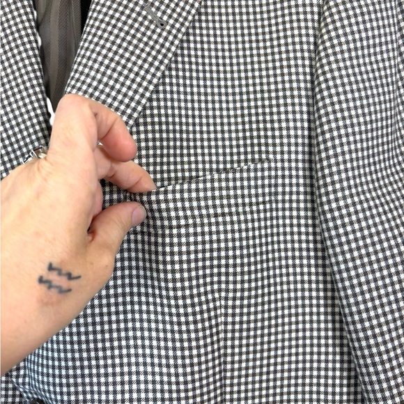 Baroni Lanificio di Pray Wool Silk Sport Coat Blazer‎ Sz 44R Brown Gingham Check - Picture 4 of 7